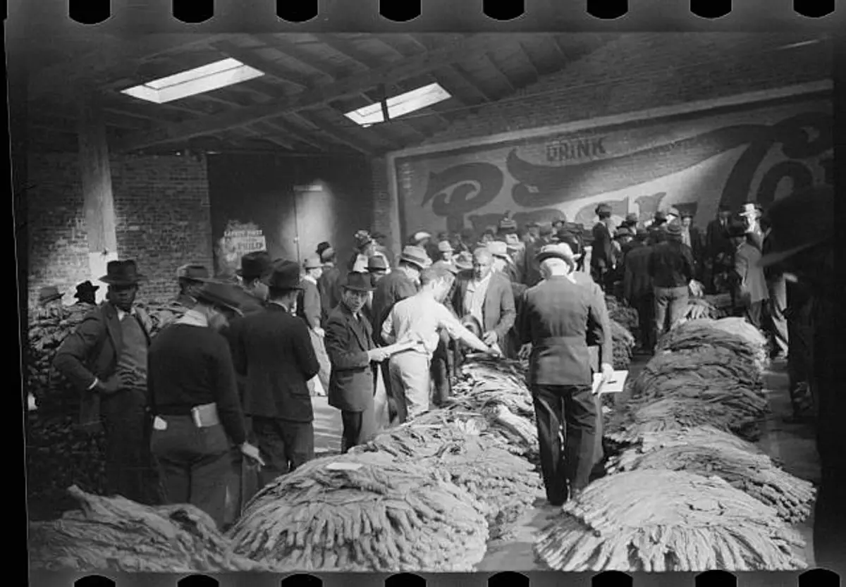 Tobacco auction in Durham, North Carolina.
